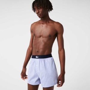 Lacoste Ultra-Soft Bomull Boxer 3-Pack Marinblå Blå Blå | TMQBZ-1546