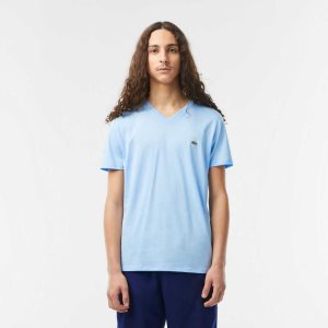 Lacoste V-Neck Pima Bomull Jersey Blå | MNDAY-9308