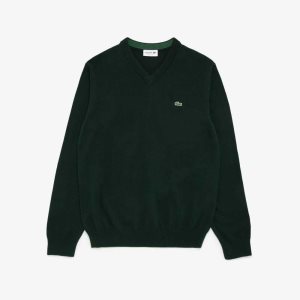 Lacoste V-neck Bomull Gröna | KBSIT-4502