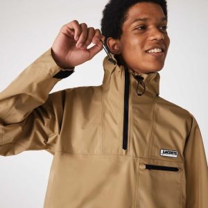 Lacoste Vatten-Resistant Hooded Windbreaker Beige | VJCWT-6752