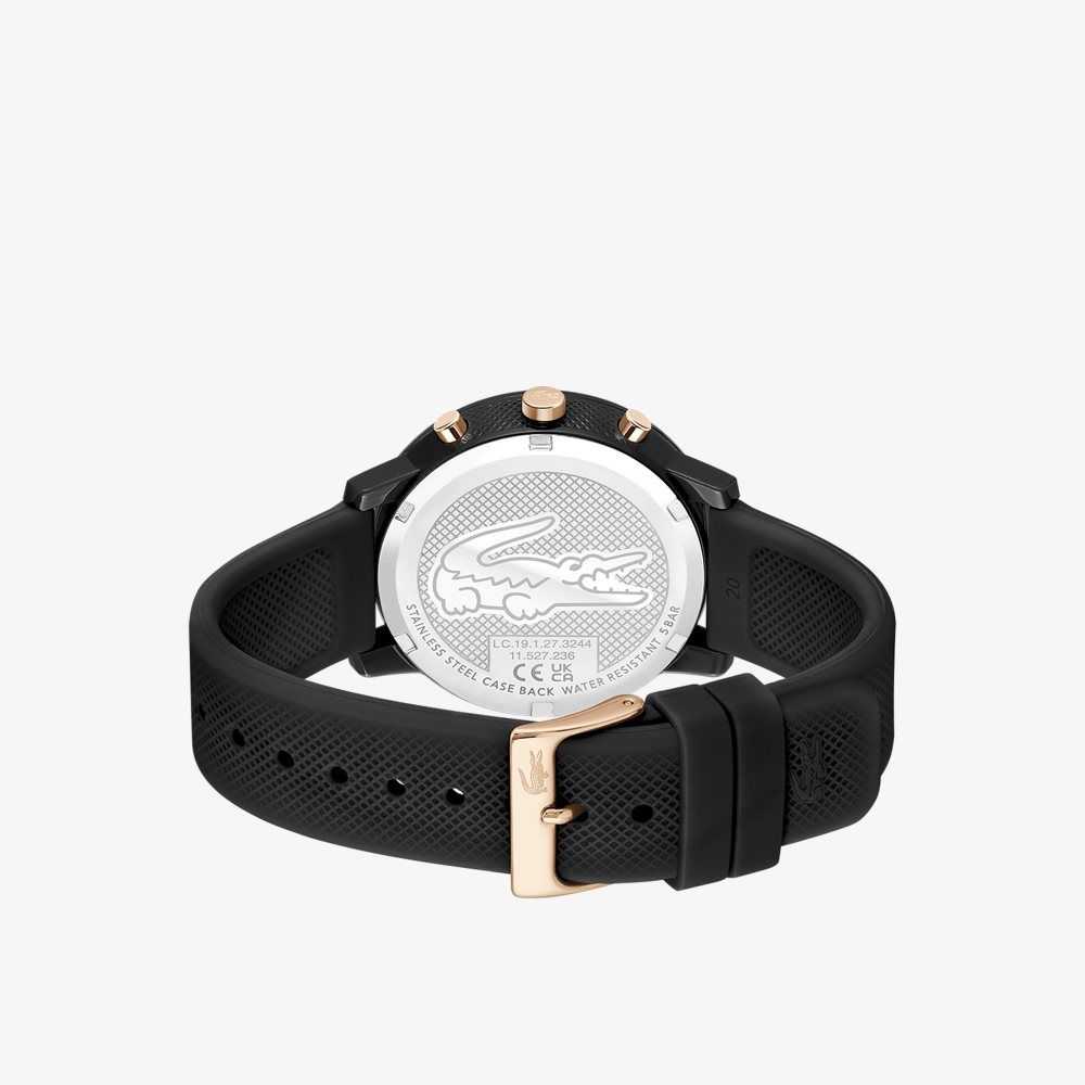 Lacoste 12.12 Chrono Black and Carnation Gold Silikon Svarta | KCHXZ-4025