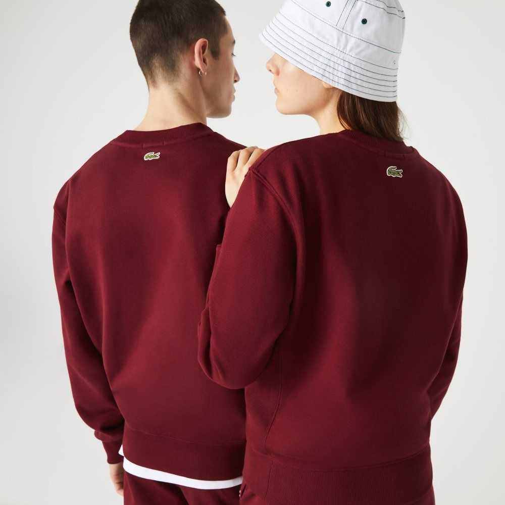 Lacoste 3D Logo Organic Bomull Fleece Vinröda | AYBWT-3046