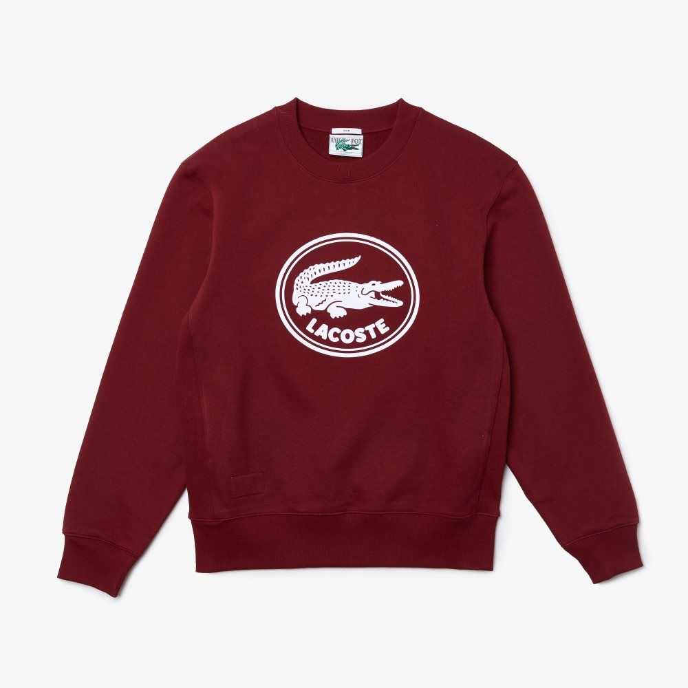 Lacoste 3D Logo Organic Bomull Fleece Vinröda | AYBWT-3046