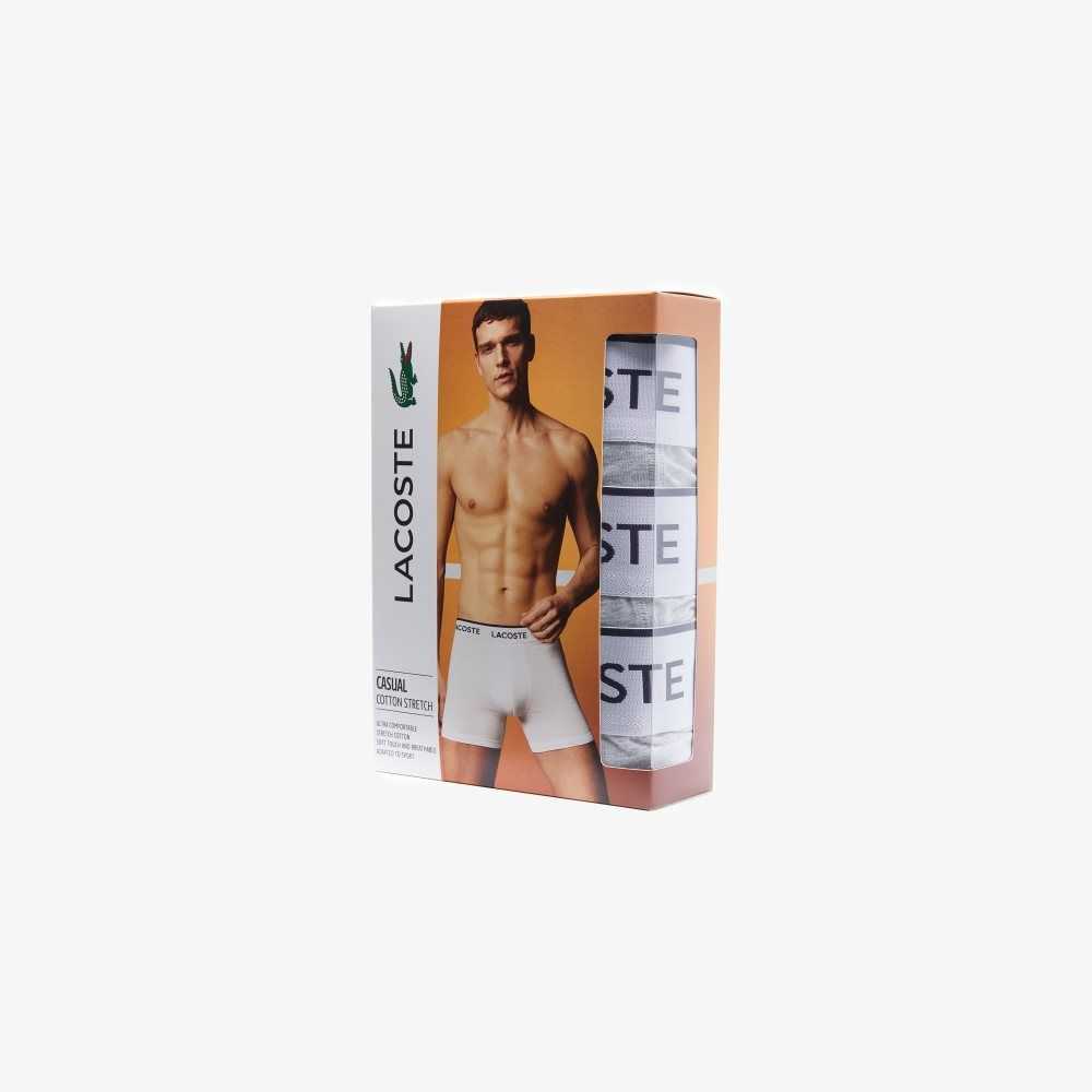 Lacoste 3-Pack Branded Randig Boxers Grå | XNOJE-6809