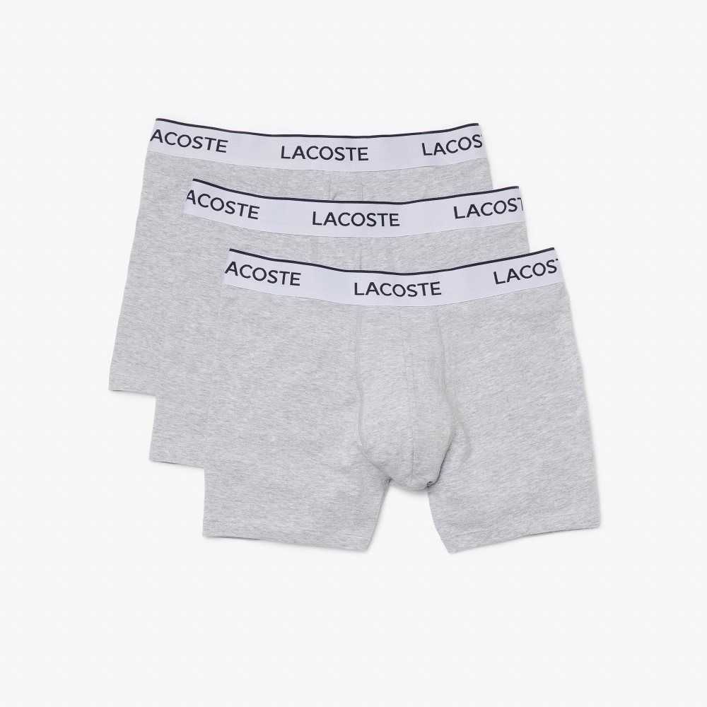 Lacoste 3-Pack Branded Randig Boxers Grå | XNOJE-6809