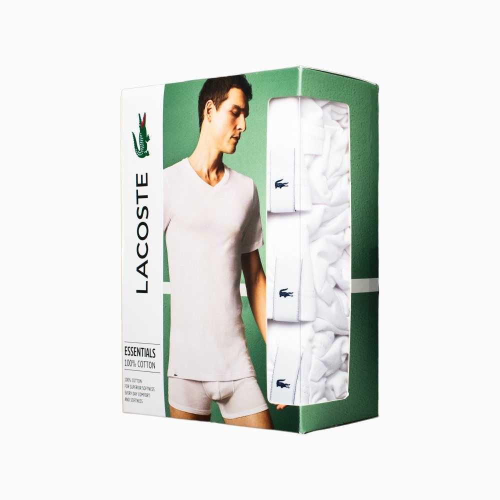 Lacoste 3-Pack Slim Fit V Neck Vita | TGXBM-2078