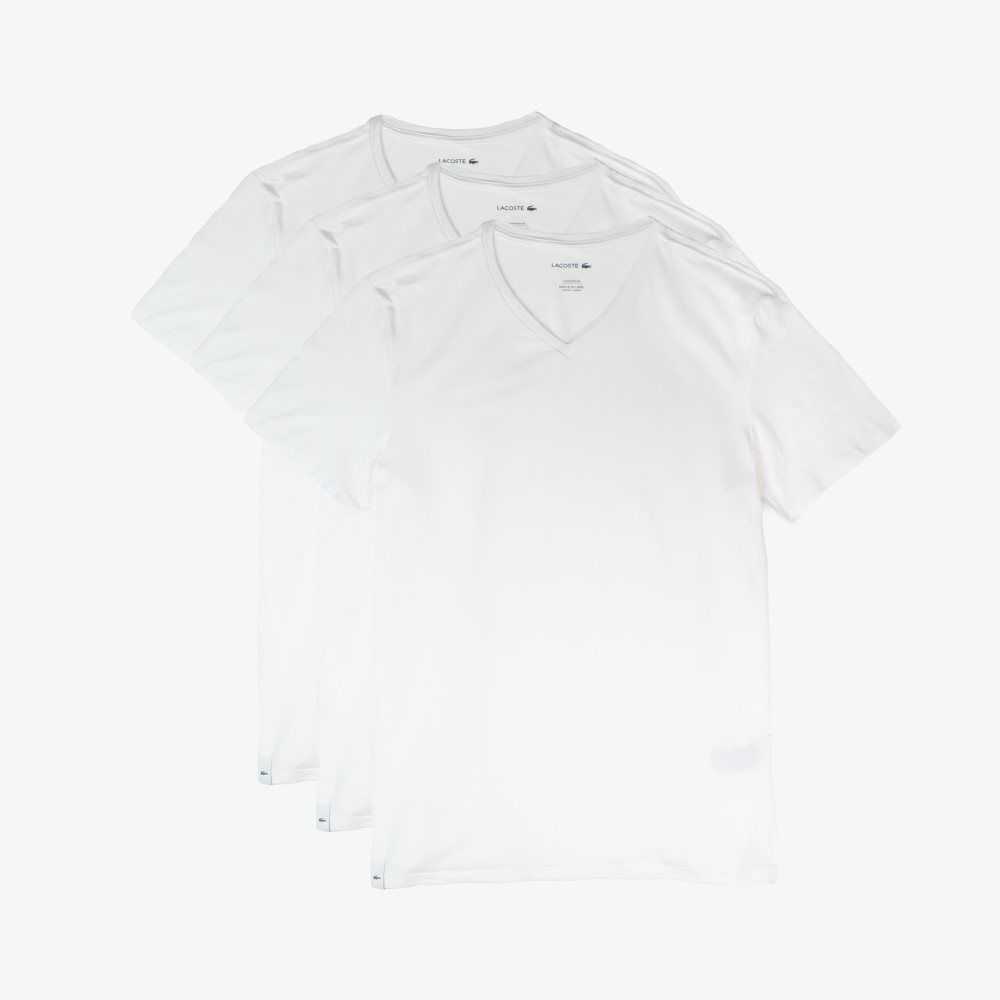 Lacoste 3-Pack Slim Fit V Neck Vita | TGXBM-2078