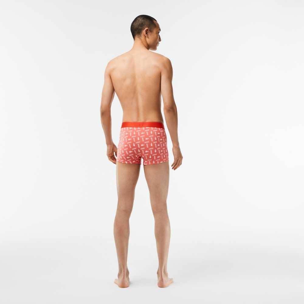 Lacoste 3-Pack Stretch Bomull Printed Trunks Orange Grå Vita | JYFUH-3614