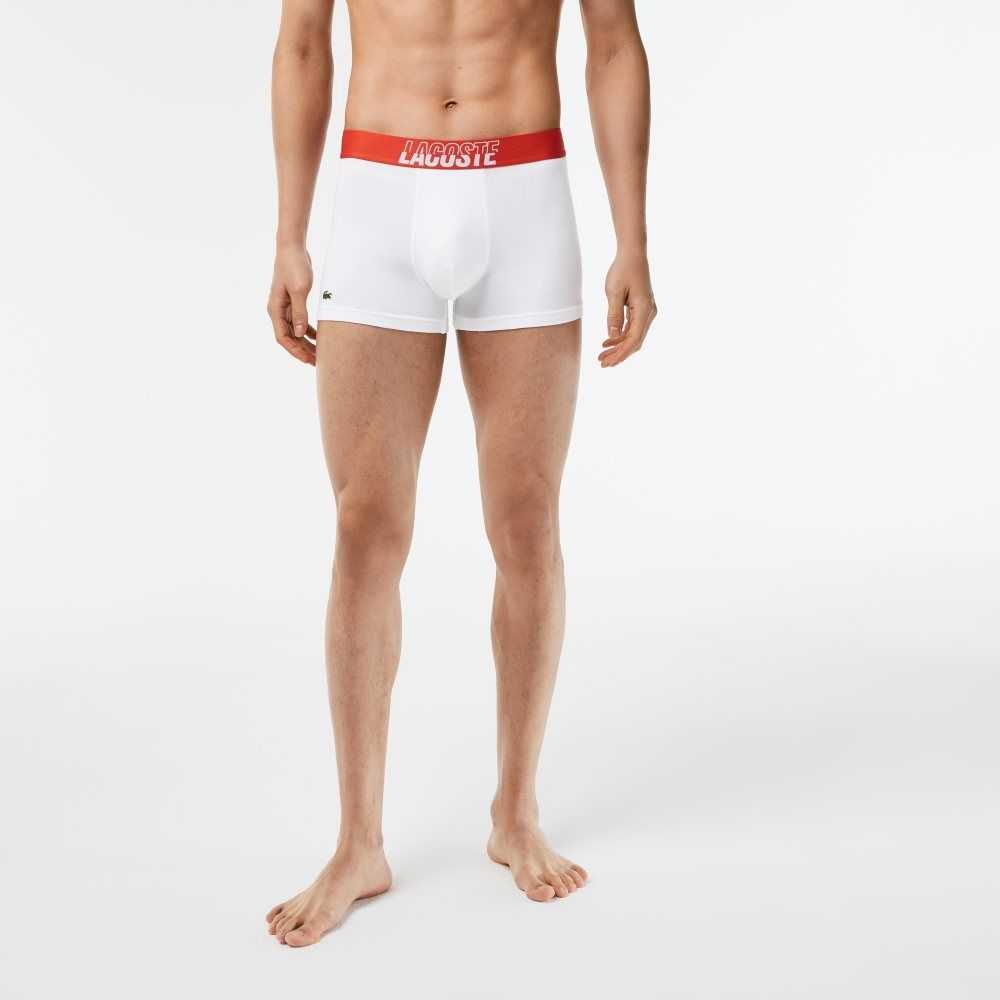 Lacoste 3-Pack Stretch Bomull Printed Trunks Orange Grå Vita | JYFUH-3614