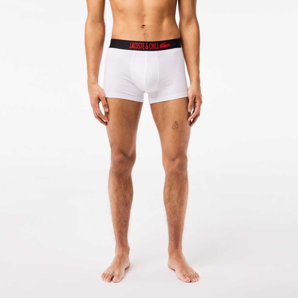 Lacoste 3-Pack x Netflix Jersey Boxers Svarta Röda Vita | DSCOJ-2415