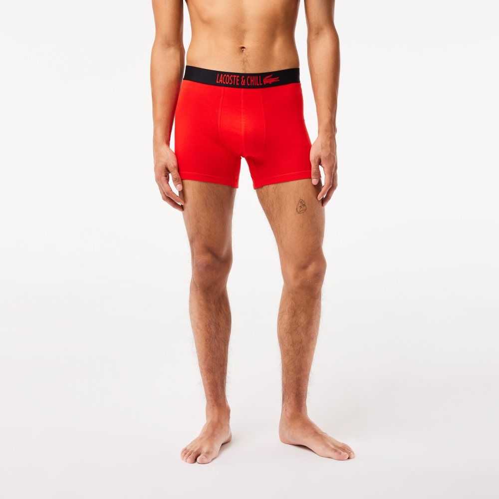 Lacoste 3-Pack x Netflix Jersey Boxers Svarta Röda Vita | MHXAG-0934