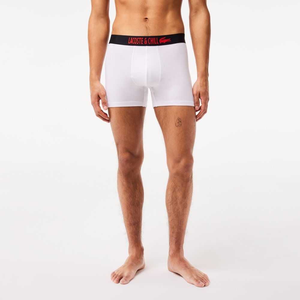 Lacoste 3-Pack x Netflix Jersey Boxers Svarta Röda Vita | MHXAG-0934