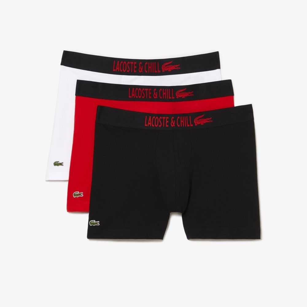 Lacoste 3-Pack x Netflix Jersey Boxers Svarta Röda Vita | MHXAG-0934