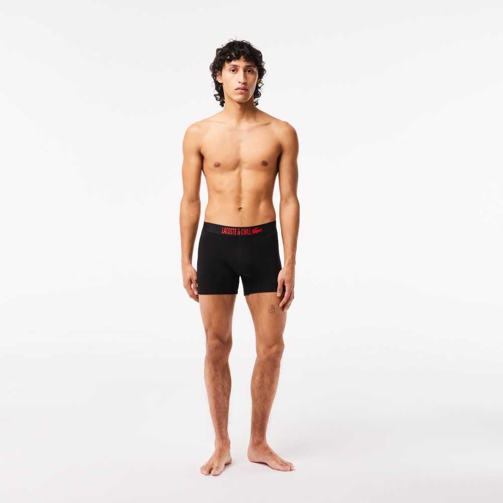 Lacoste 3-Pack x Netflix Jersey Boxers Svarta Röda Vita | MHXAG-0934