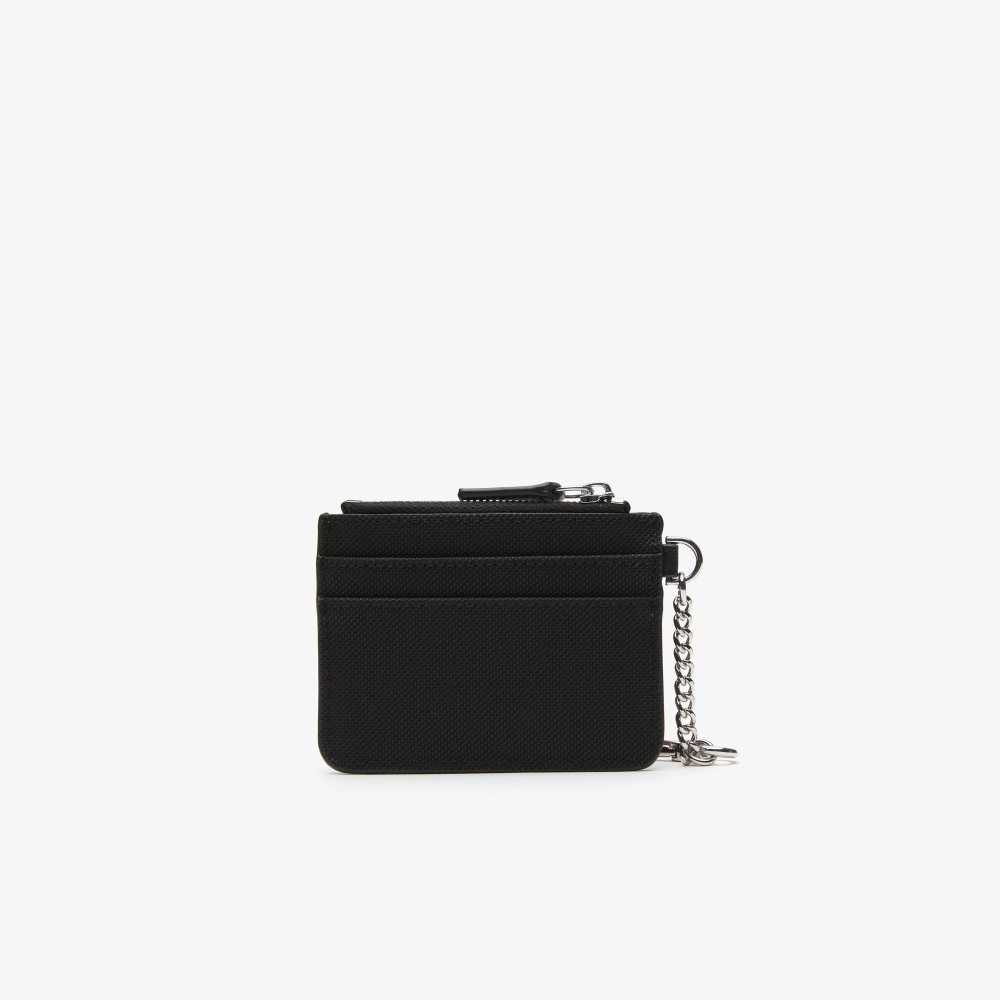 Lacoste 4 Slot Zipped Card Holder Svarta | DWNRO-3802