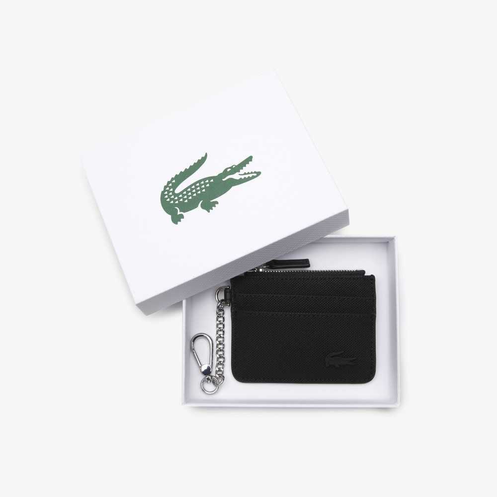 Lacoste 4 Slot Zipped Card Holder Svarta | DWNRO-3802