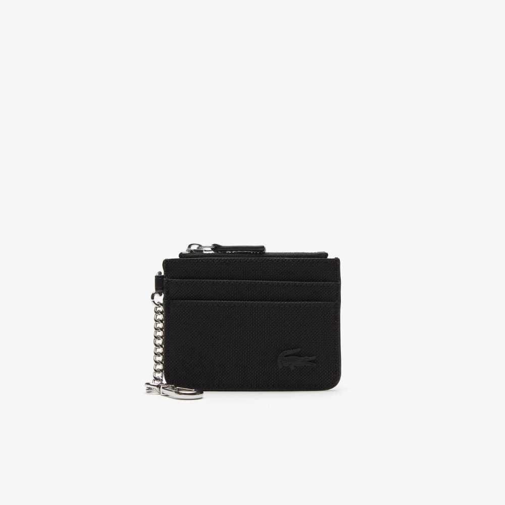 Lacoste 4 Slot Zipped Card Holder Svarta | DWNRO-3802