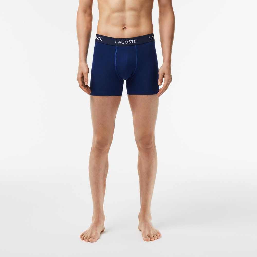 Lacoste 5-Pack Logo Midja Boxers Marinblå Blå | YKXNG-5729