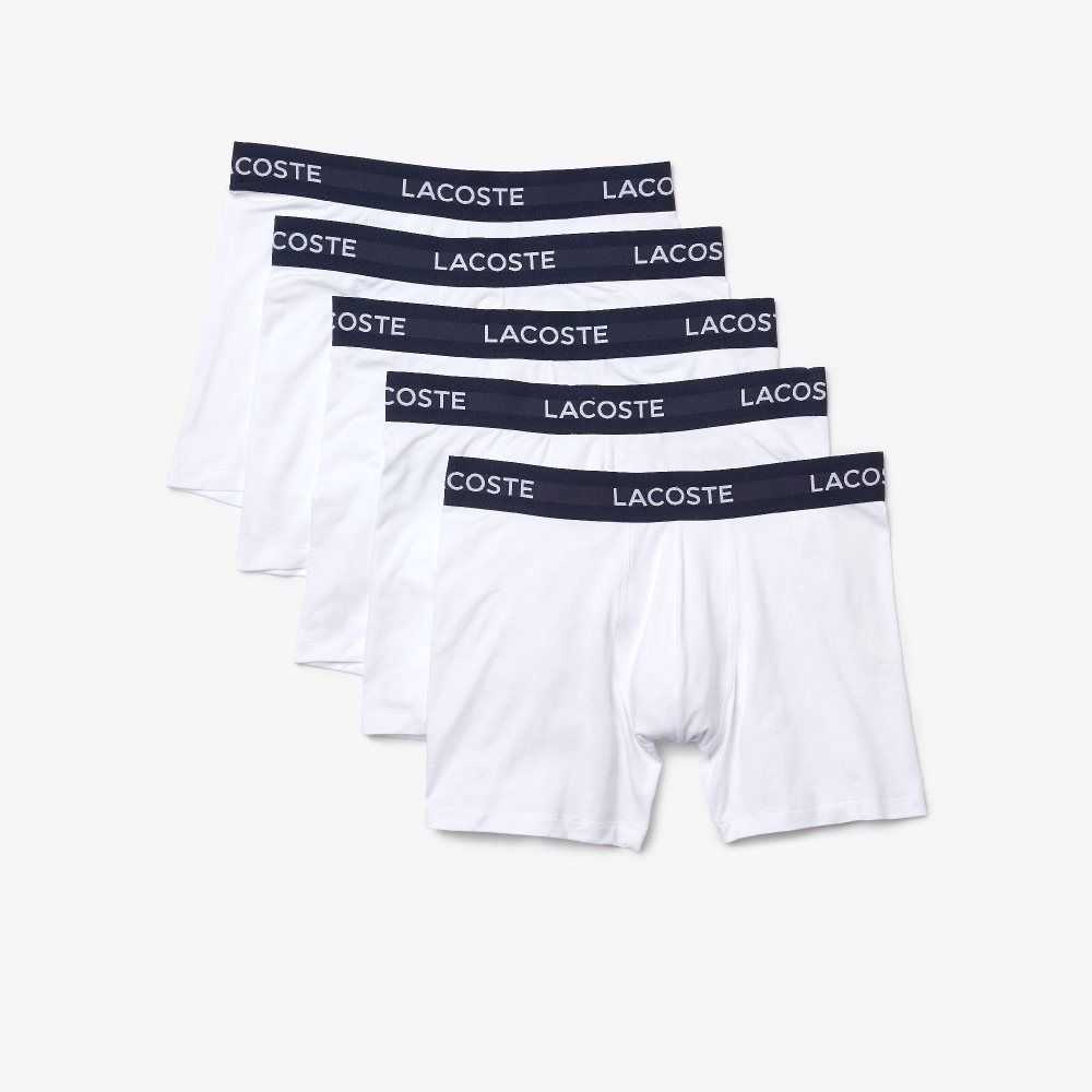 Lacoste 5-Pack Logo Midja Boxers Vita | ICADH-9574