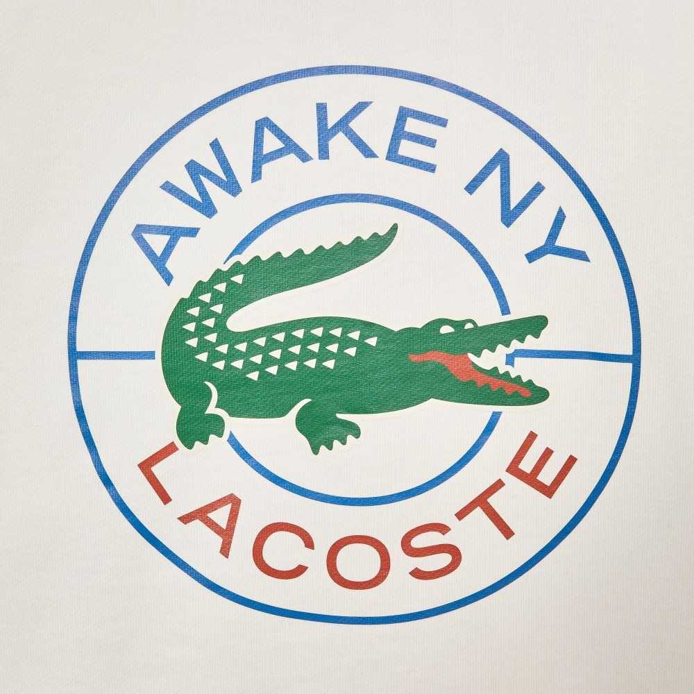 Lacoste AWAKE NY Badge Color-block Bomull Vita Vinröda | GUIFR-2950