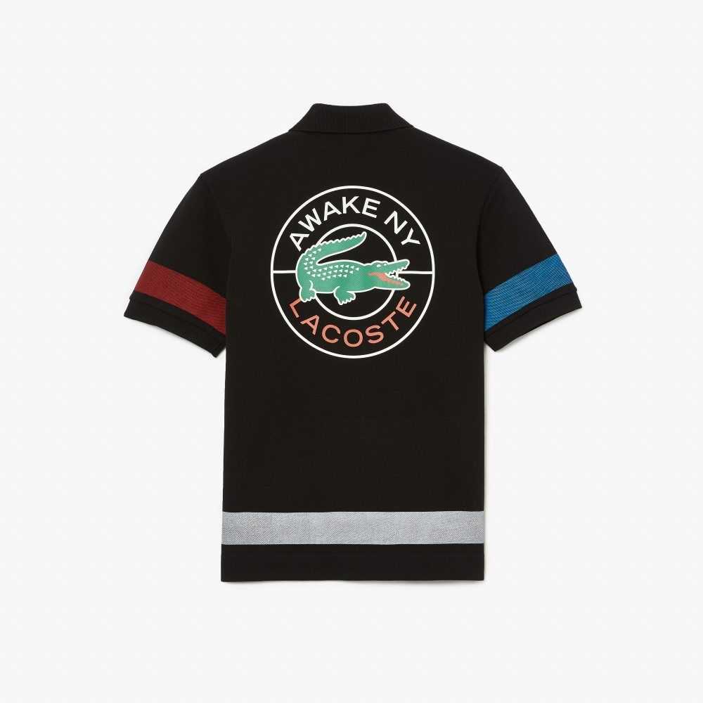 Lacoste AWAKE NY Color-block Bomull Pique Svarta | JADOH-0749