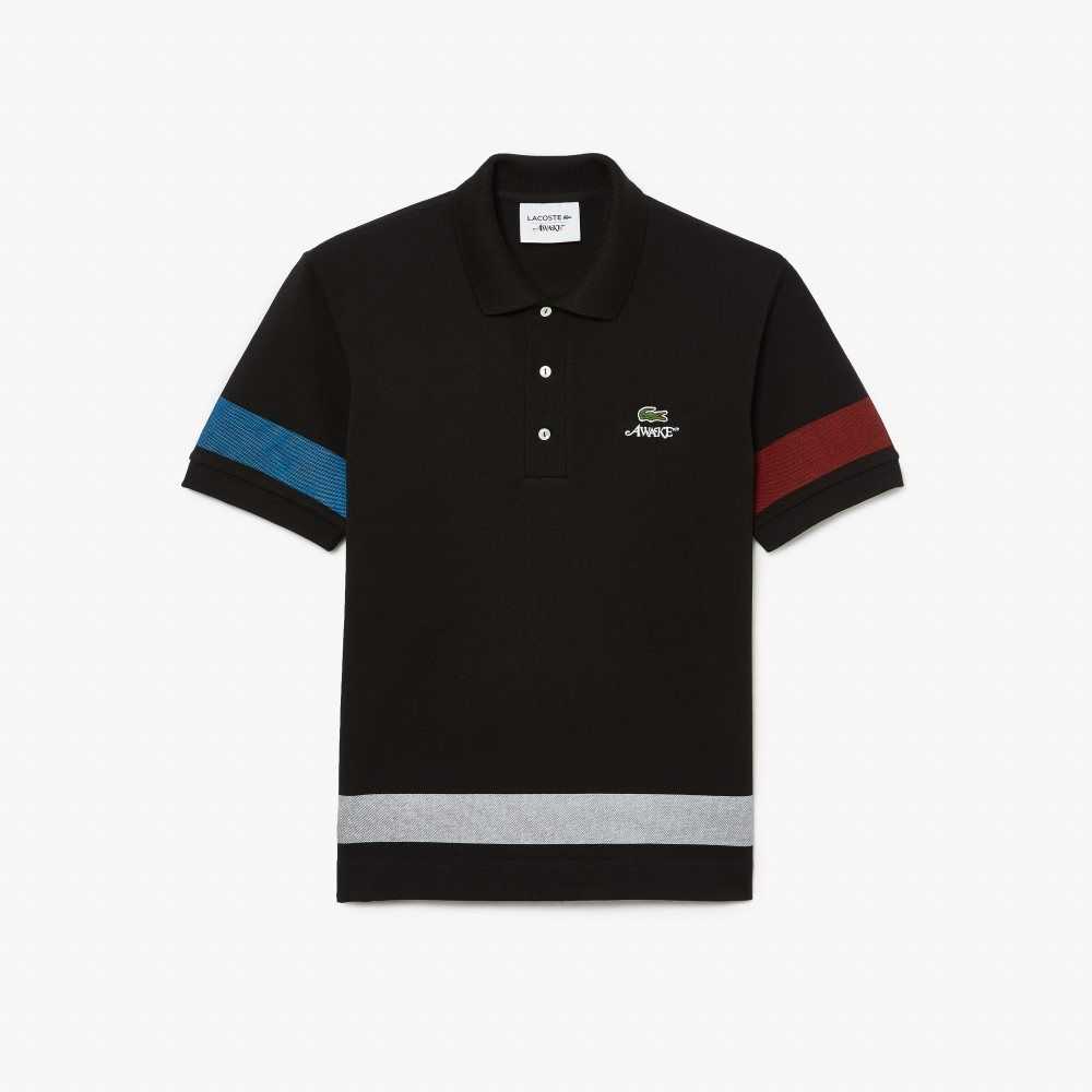 Lacoste AWAKE NY Color-block Bomull Pique Svarta | JADOH-0749