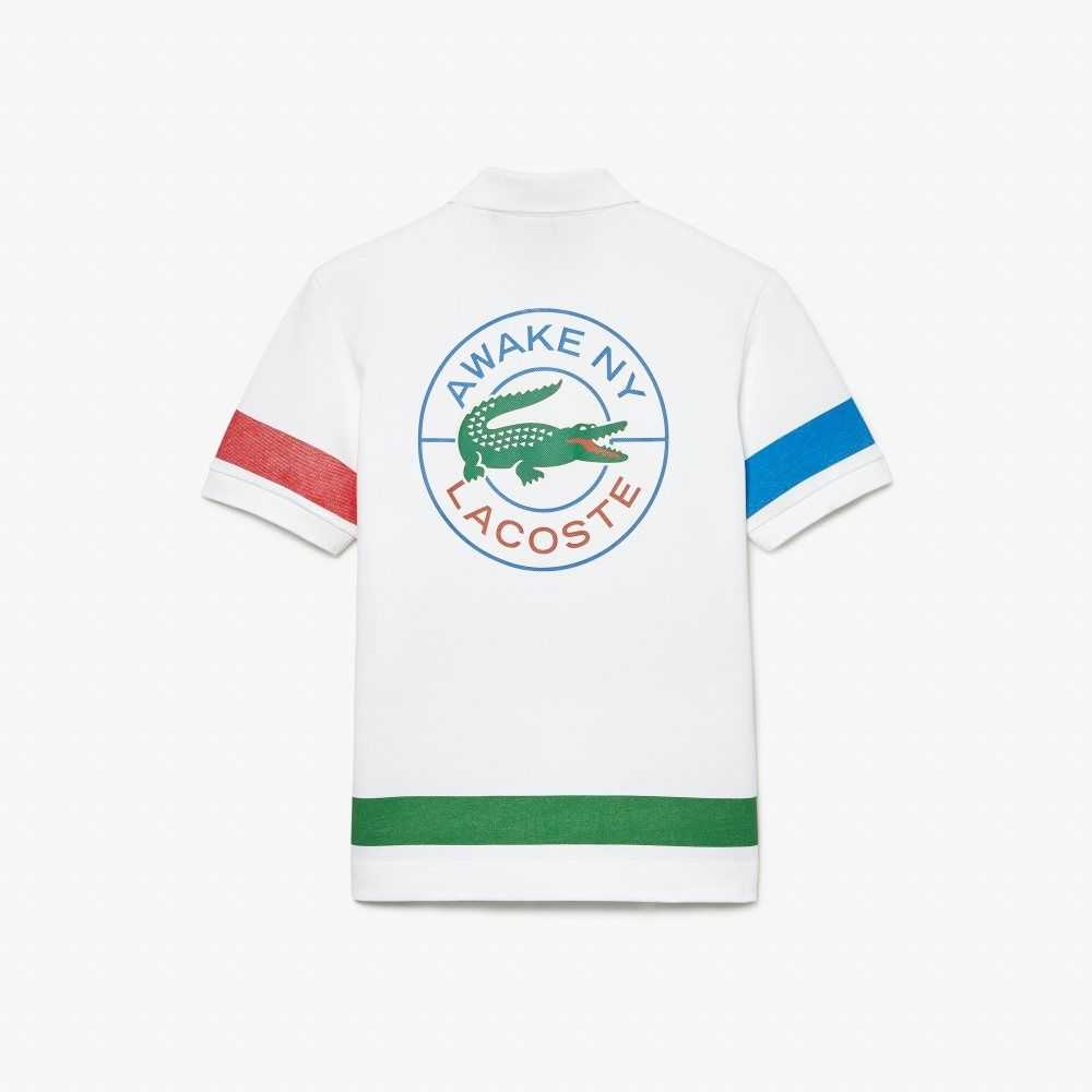 Lacoste AWAKE NY Color-block Bomull Pique Vita | JKMWI-4286