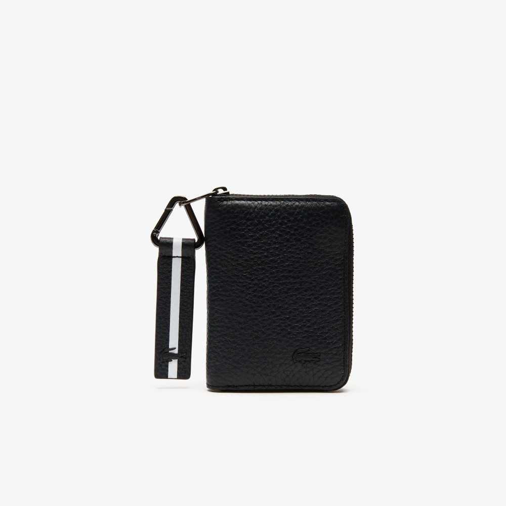 Lacoste Altitude Randig Zip Pull Grained Läder Wallet Mörkblå | WLXZT-6952