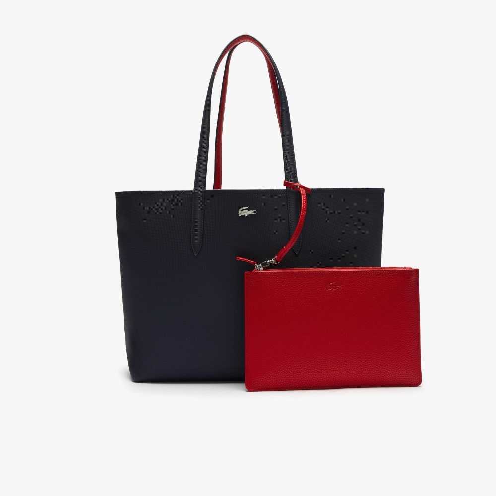 Lacoste Anna Reversible Bicolor Tote Blå Mörkröda | CILNF-8095