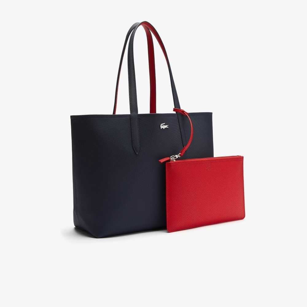 Lacoste Anna Reversible Bicolor Tote Blå Mörkröda | CILNF-8095