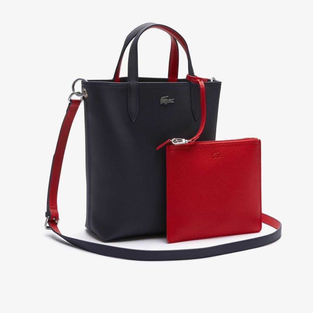 Lacoste Anna Reversible Coated Canvas Tote Bag Blå Mörkröda | ZCEOR-7896