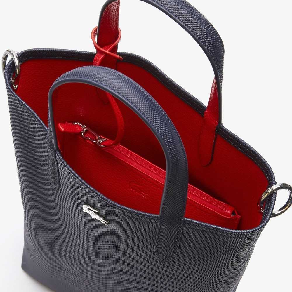 Lacoste Anna Reversible Coated Canvas Tote Bag Blå Mörkröda | ZCEOR-7896