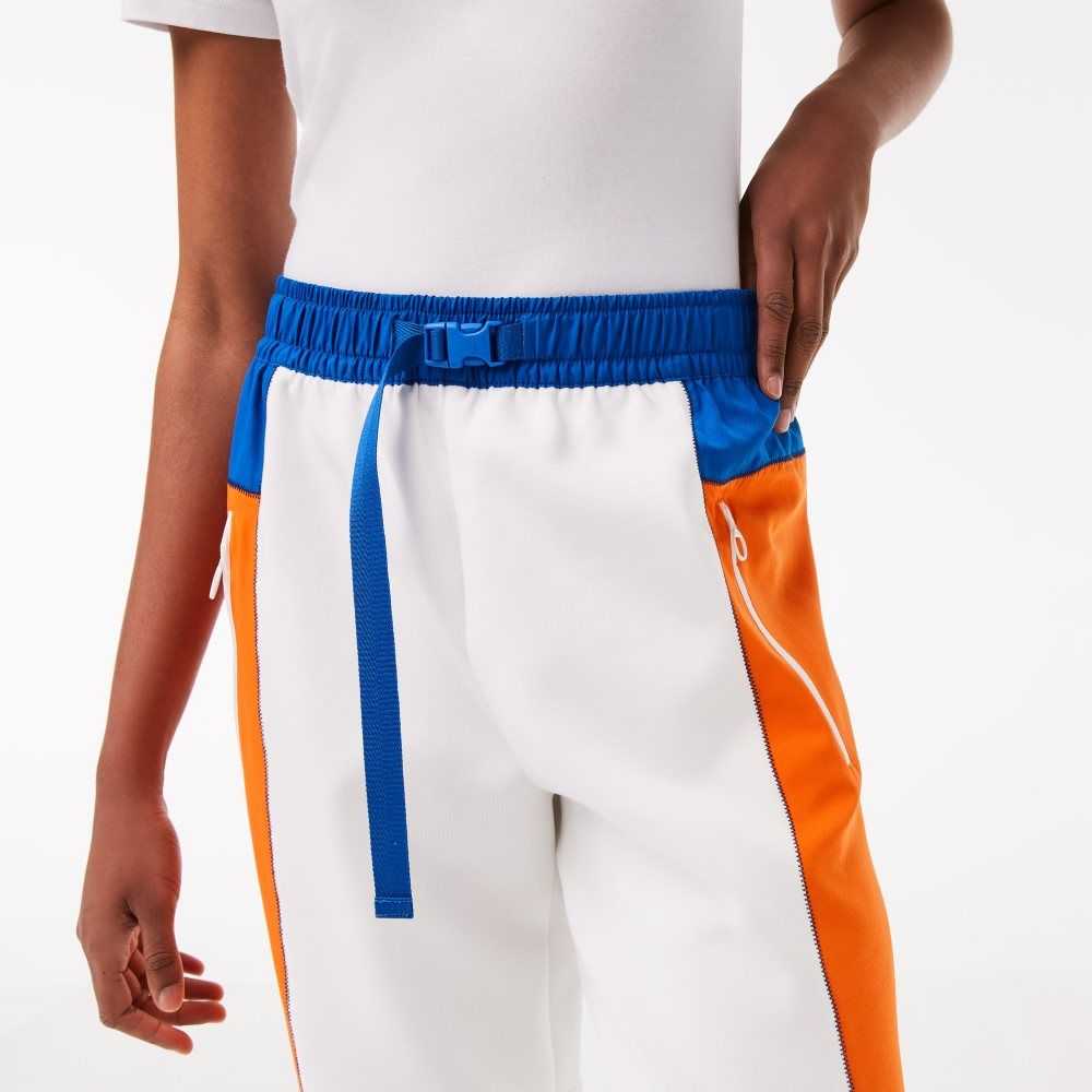 Lacoste Badge Colorblock Trackpants Vita Blå Orange Blå | DSAIF-7923