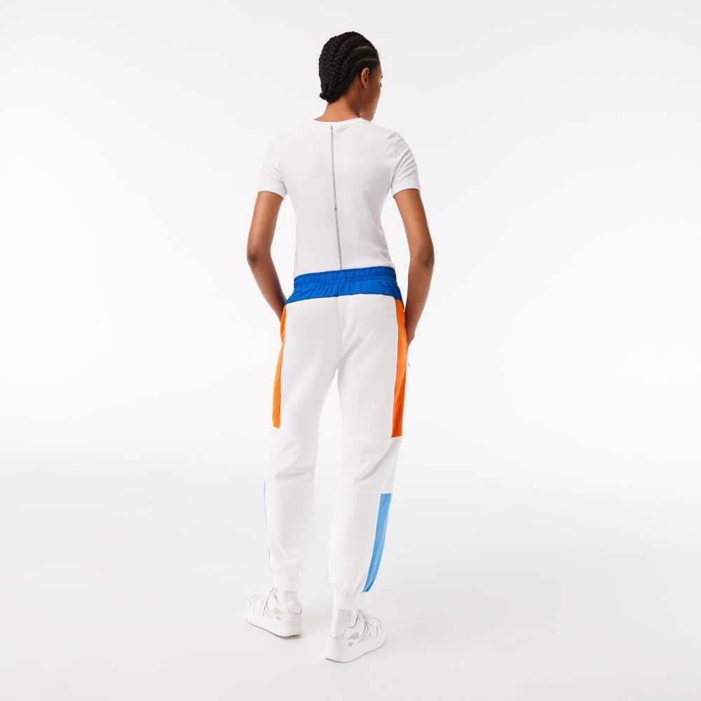 Lacoste Badge Colorblock Trackpants Vita Blå Orange Blå | DSAIF-7923