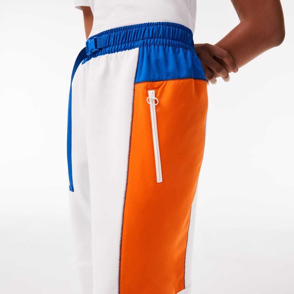 Lacoste Badge Colorblock Trackpants Vita Blå Orange Blå | DSAIF-7923