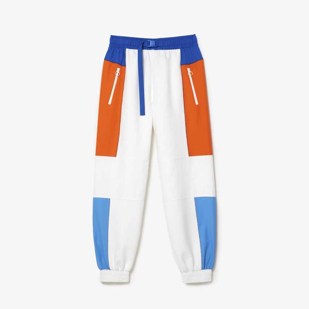 Lacoste Badge Colorblock Trackpants Vita Blå Orange Blå | DSAIF-7923