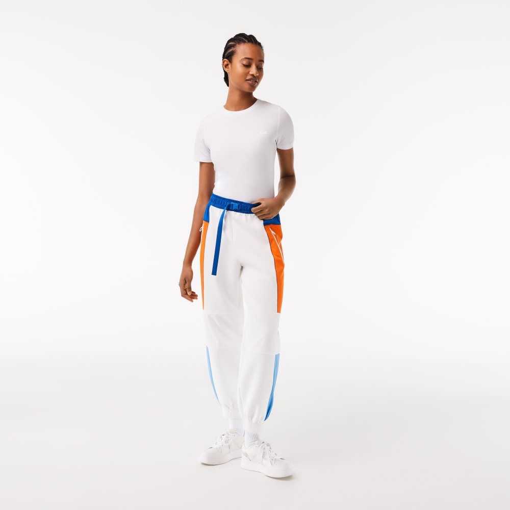 Lacoste Badge Colorblock Trackpants Vita Blå Orange Blå | DSAIF-7923