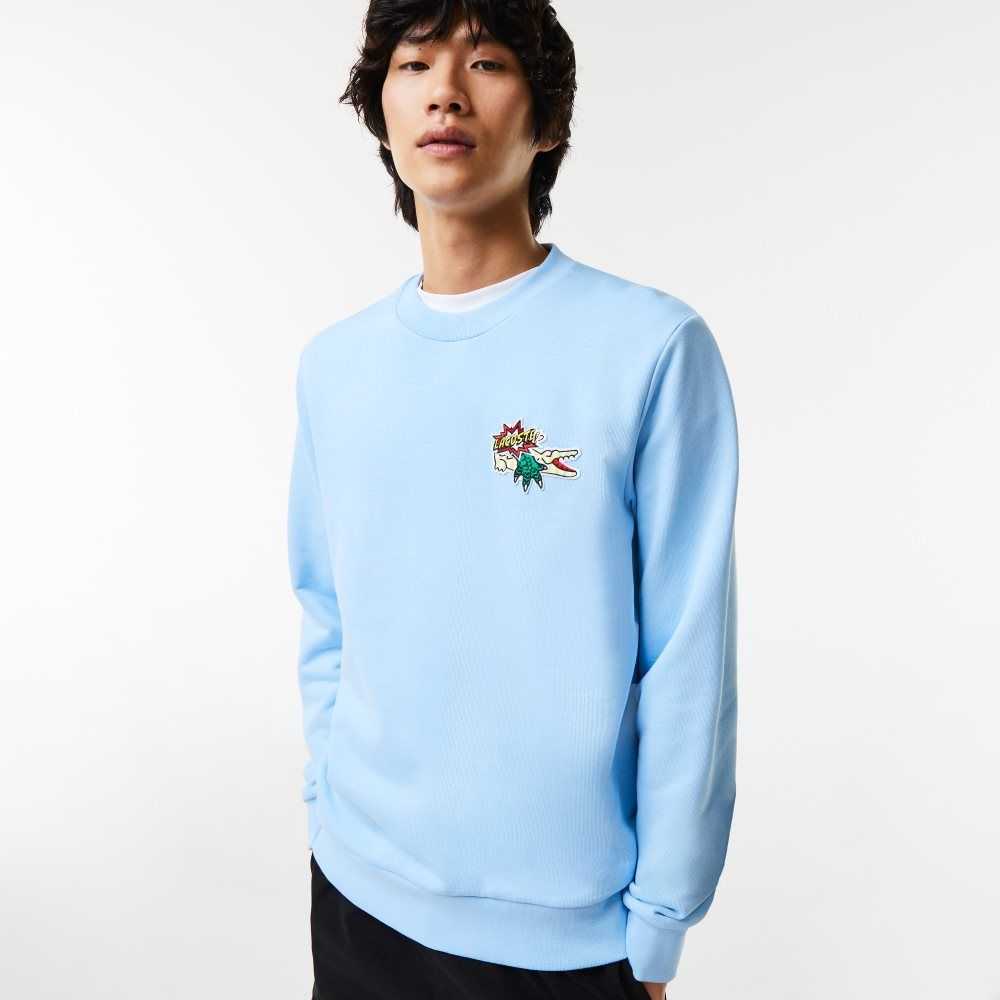 Lacoste Badge Organic Bomull Blå | PJTLA-3752