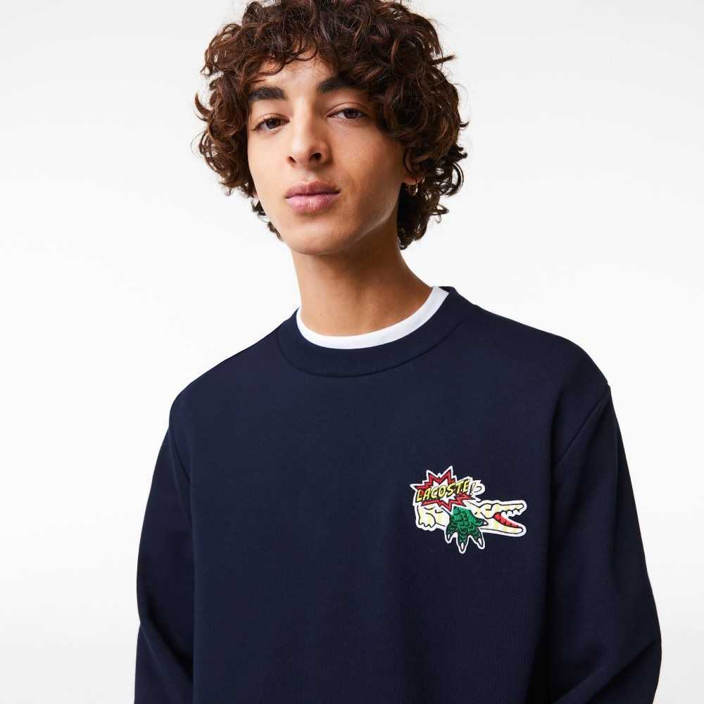 Lacoste Badge Organic Bomull Marinblå Blå | EOSGV-8256