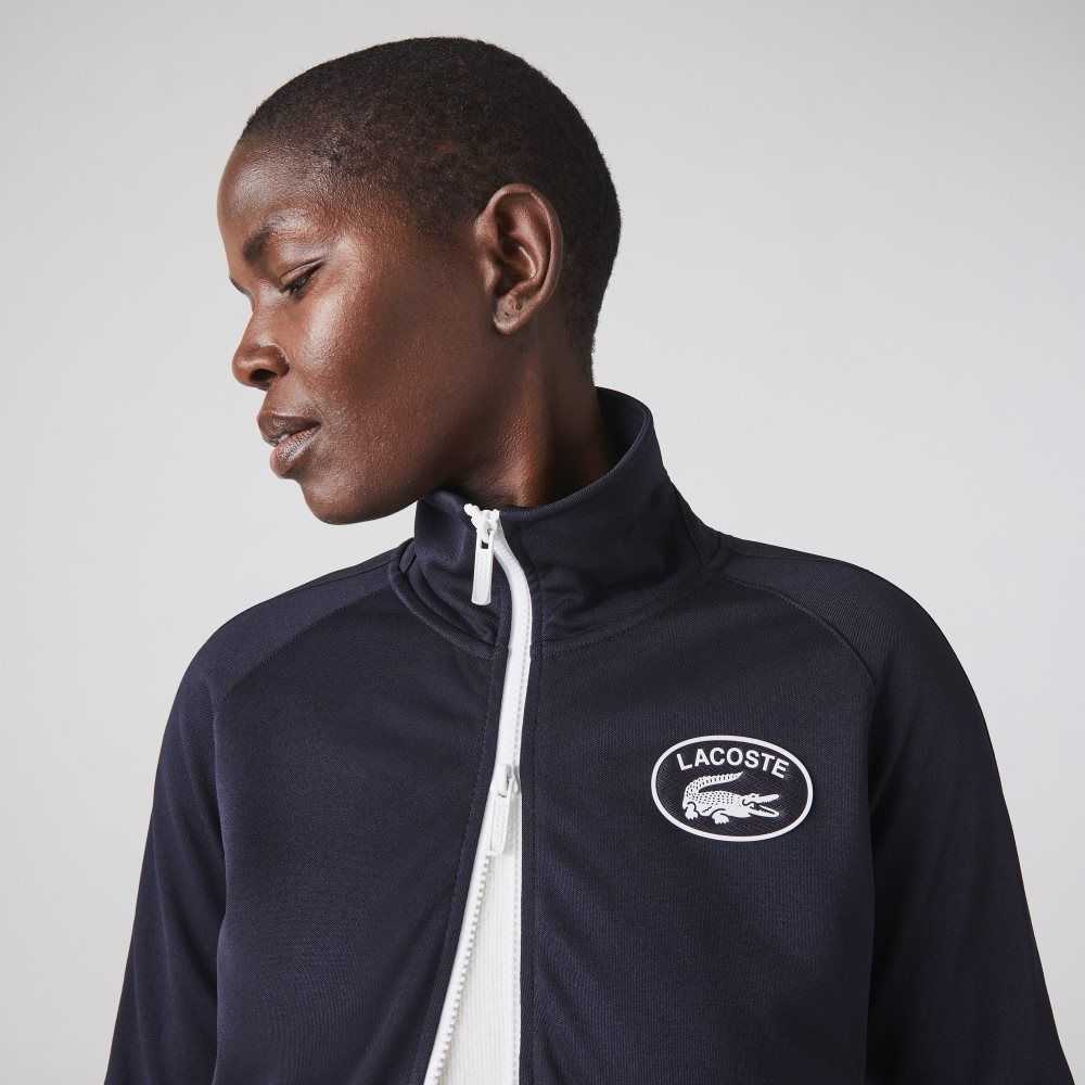 Lacoste Badge Pique Zippered Marinblå Blå | FTUKW-0436