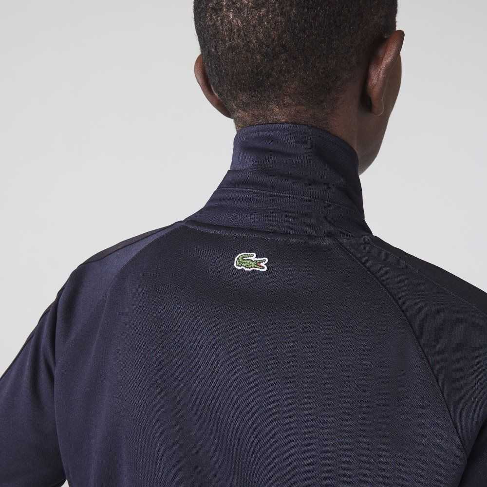 Lacoste Badge Pique Zippered Marinblå Blå | FTUKW-0436