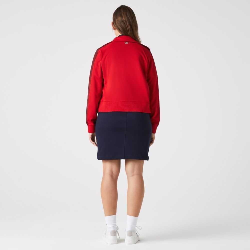 Lacoste Badge Pique Zippered Röda | YHXJM-3827