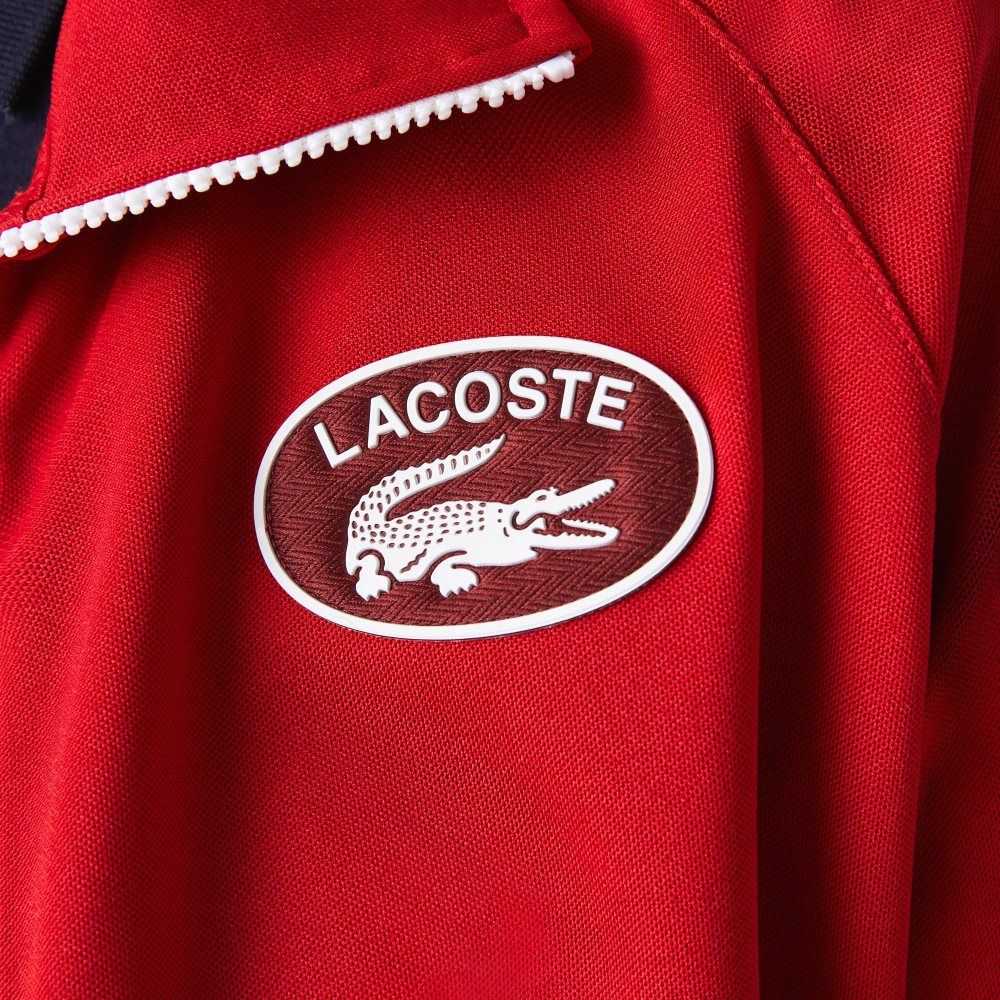 Lacoste Badge Pique Zippered Röda | YHXJM-3827