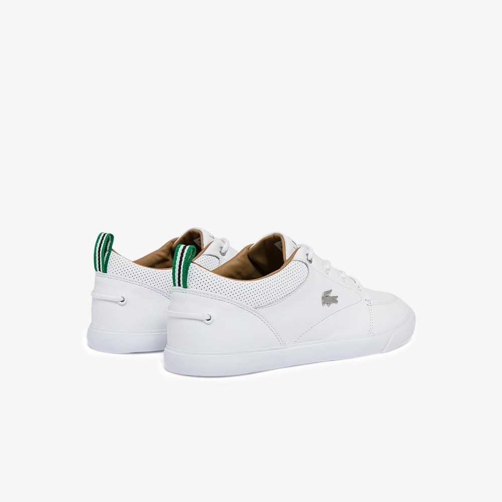 Lacoste Bayliss Läder Perforated Collar Vita Vita | HGBTY-2501