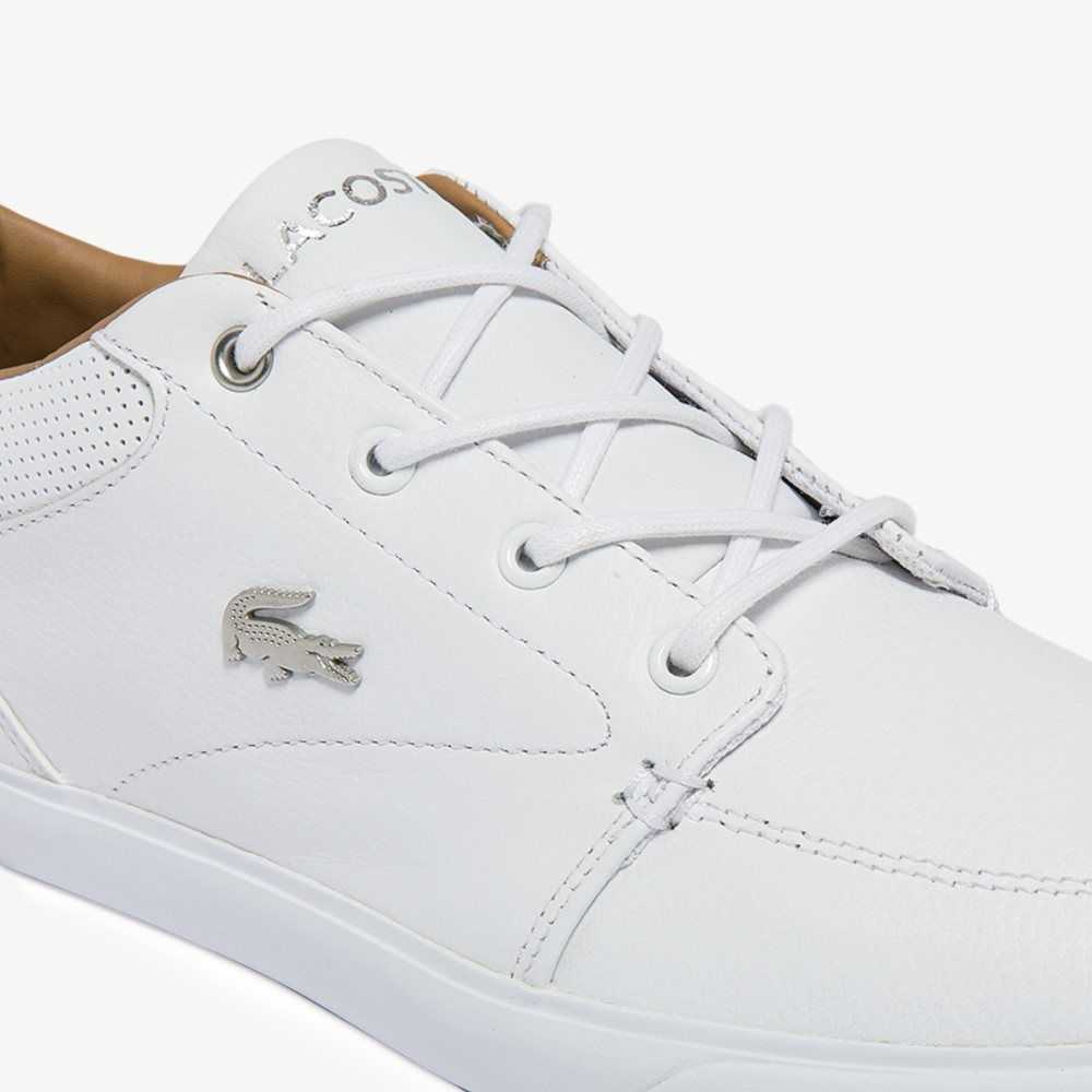 Lacoste Bayliss Läder Perforated Collar Vita Vita | HGBTY-2501