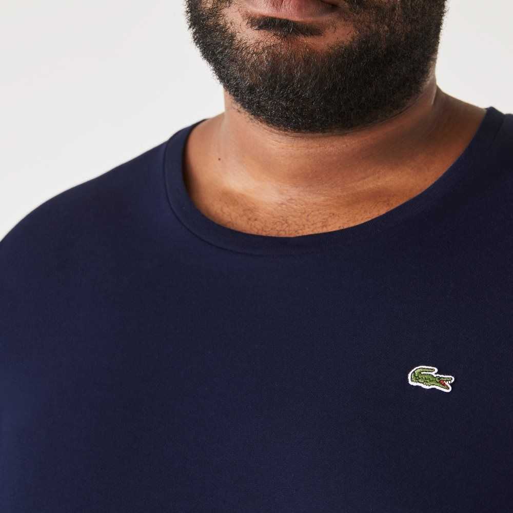 Lacoste Big Fit Crew Neck Bomull Jersey Marinblå Blå | CIPAZ-3658