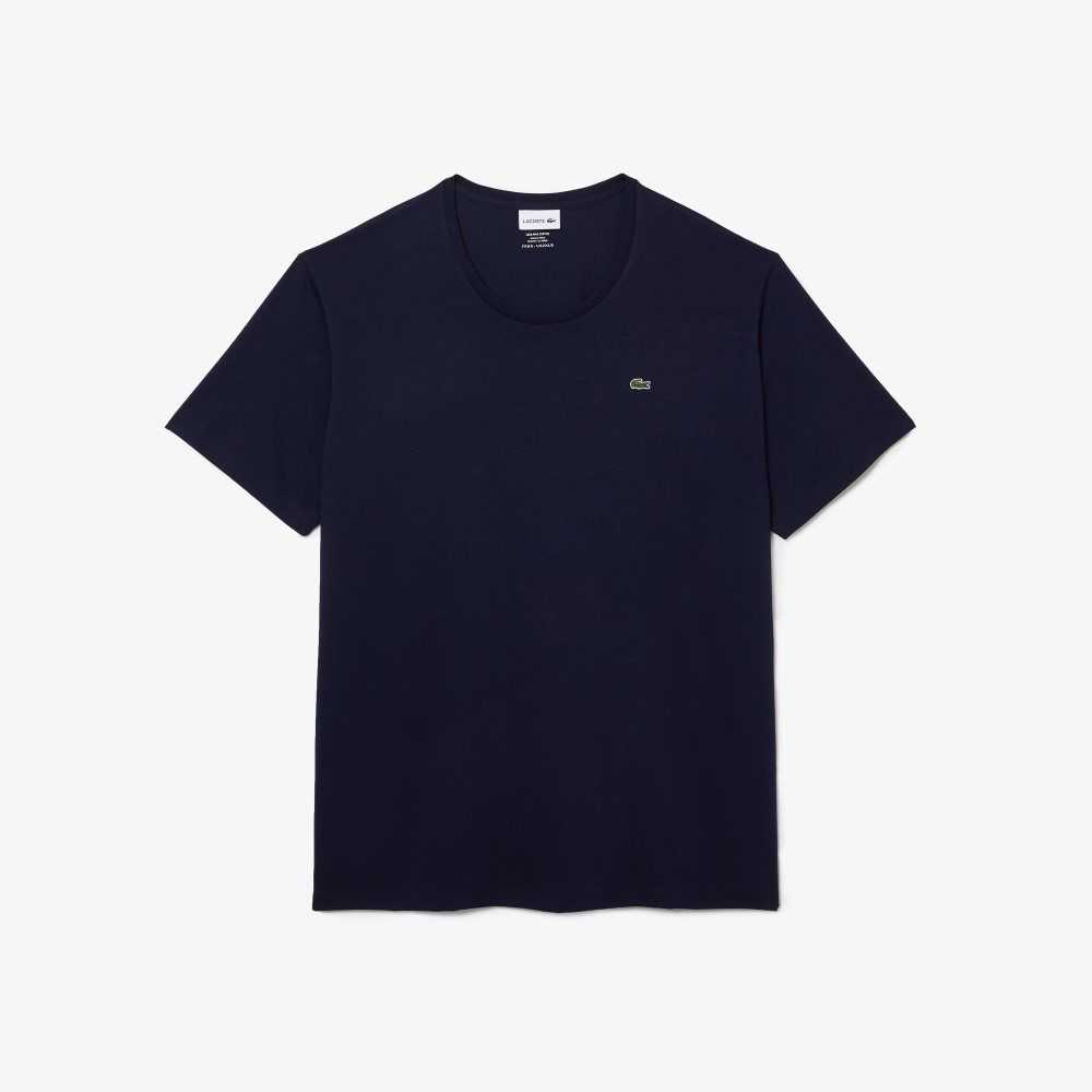 Lacoste Big Fit Crew Neck Bomull Jersey Marinblå Blå | CIPAZ-3658