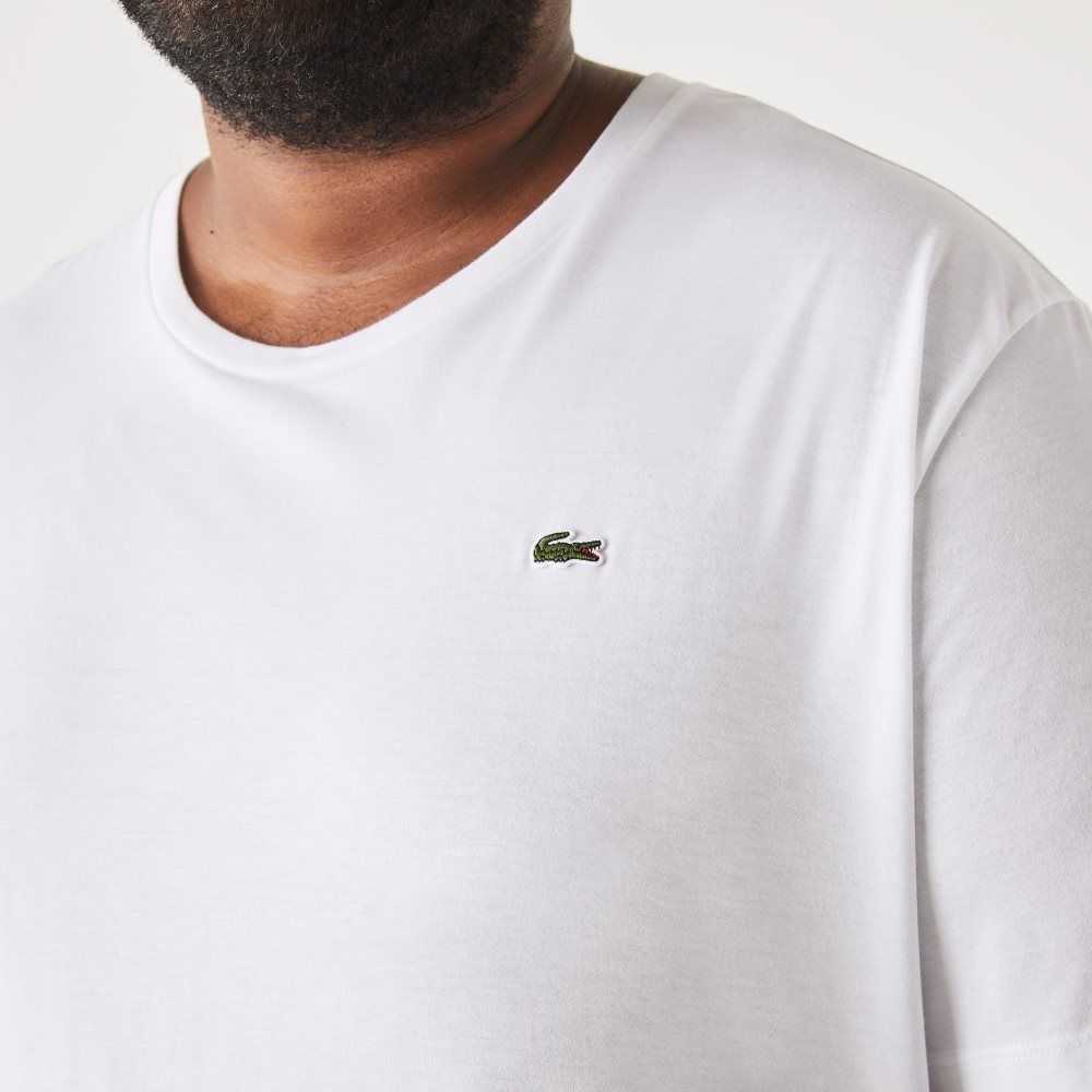 Lacoste Big Fit Crew Neck Bomull Jersey Vita | TJCMS-7105