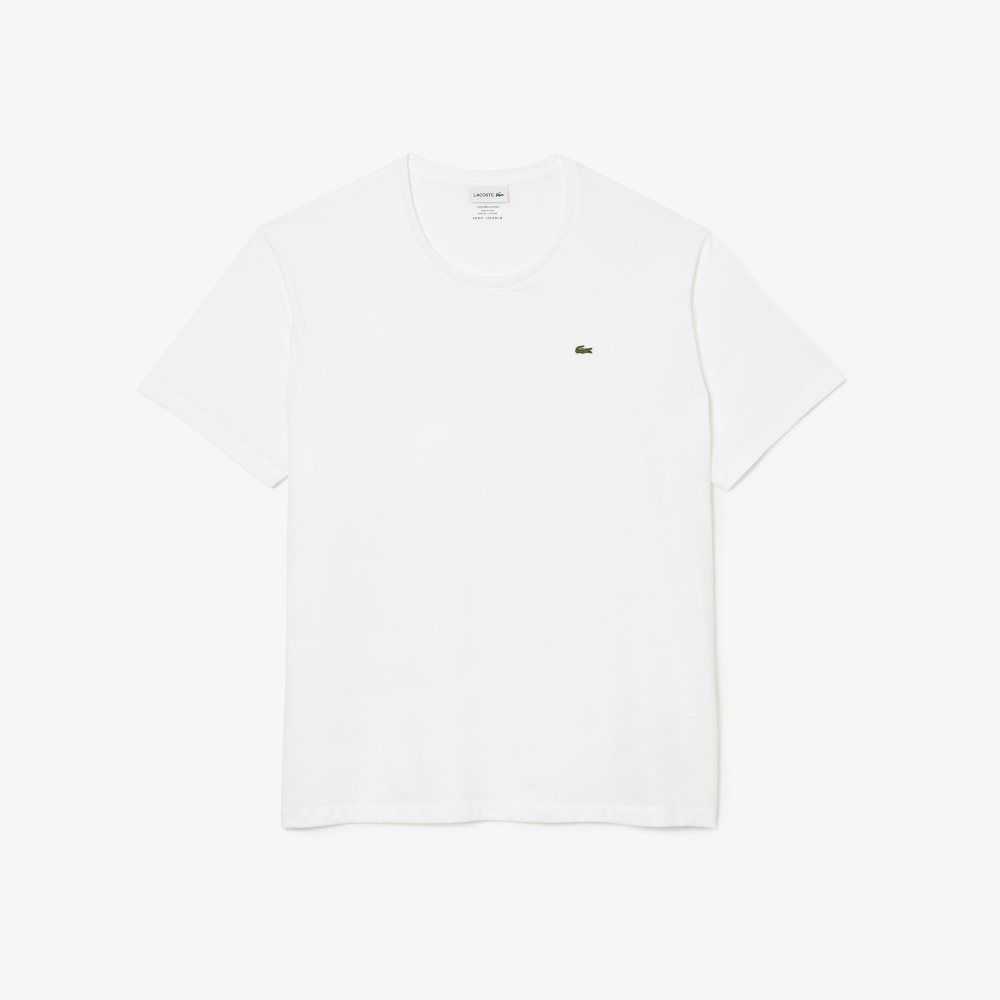 Lacoste Big Fit Crew Neck Bomull Jersey Vita | TJCMS-7105