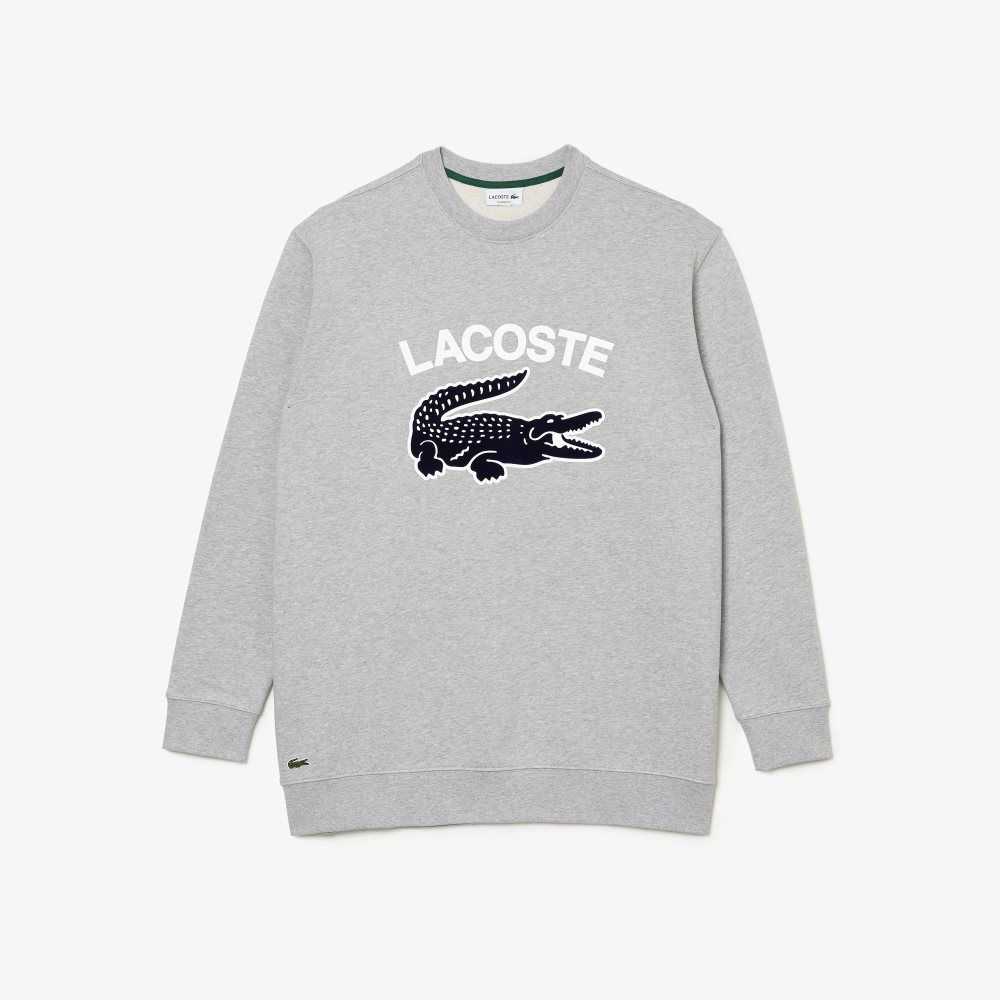 Lacoste Big Fit Crocodile Print Crew Neck Grå | LHXEK-5316